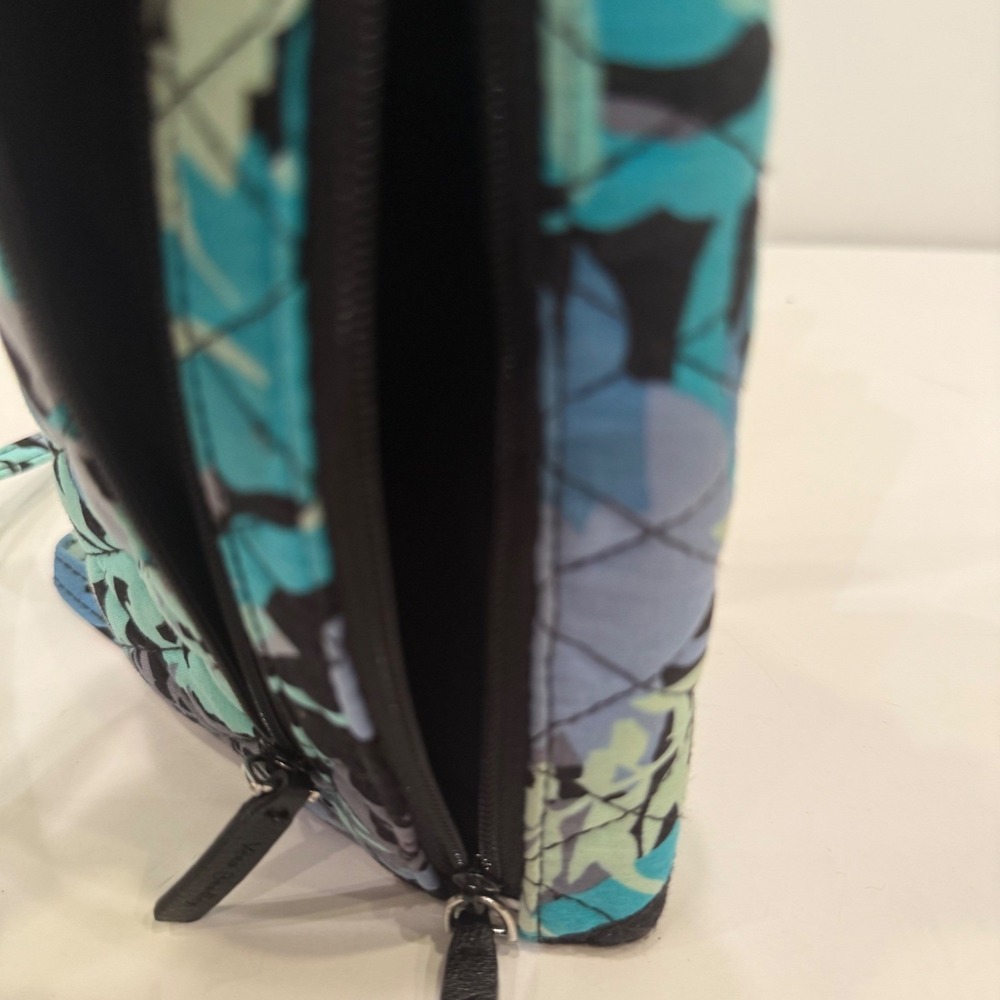 Vera Bradley Camofloral Crossbody Wallet Blue Teal Floral Quilted Bag - Picture 3 of 7